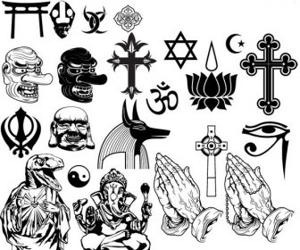 宗教的なシンボルのシルエット ベクトル