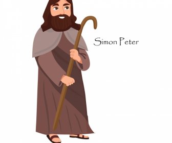 simon peter apostle christian icon vintage cartoon character design