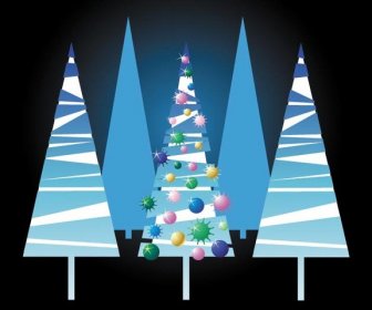Basit Hediyelik Noel Ağacı Mavi Klip Sanat Vektör
