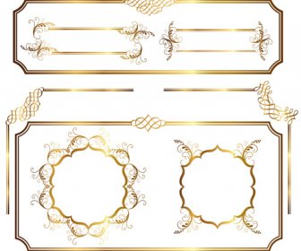 Simple Golden Ornaments Frames Vector