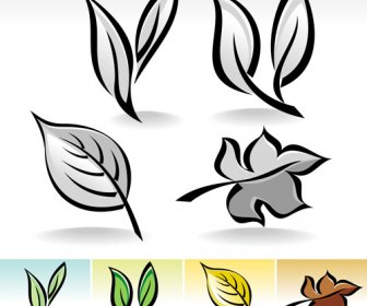 набор простых листьев творческий вектор