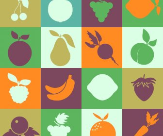 Simple Silhouette Fruits Icons Collections