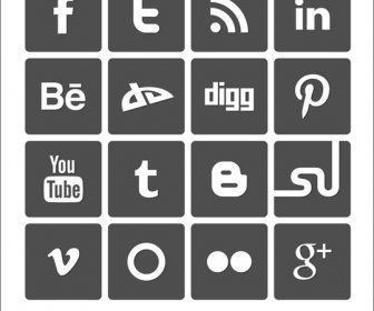 Simple Vector Social Media Icons Set
