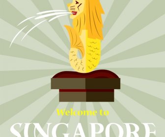 Projeto De Banner De Promoção De Singapura Com O Símbolo Do Leão
