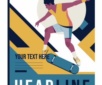 Skating Sport Banner Motion Design Colorful Classic