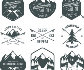Лыжный спорт логотипы вектор Retor дизайн