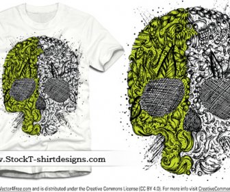 Skull Ornament Free Vector Tshirt Design Illustration