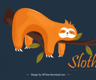 Ngủ Sloth Sơn Dễ Thương Màu Cartoon Nhân Vật