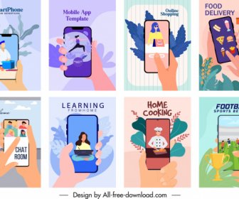Smartphone-Anwendung Werbung Bunte Klassische Themen Skizze