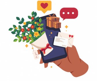 smartphone application design elements gifts symbols sketch