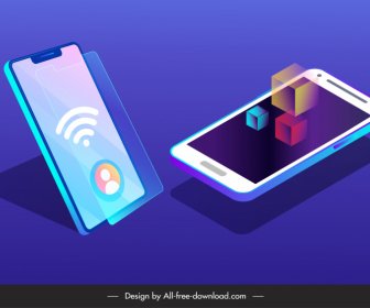 Latar Belakang Iklan Ponsel Cerdas Sketsa Modern 3d