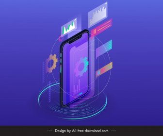 Ponsel Smartphone Latar Belakang Iklan Forex Sketsa Elemen Bisnis Ponsel Cerdas 3D Dinamis
