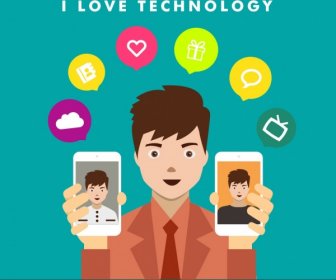 La Tecnologia Umana Con Telefono Smartphone Pubblicita 'icona