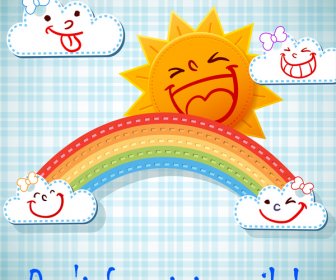 smile sun cloud and rainbow