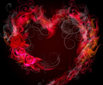 Smoke Hearts With Rose Vector
