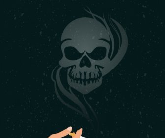 Allarme Fumo Fumo Di Sigaretta Poster Cranio Icone