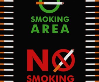 Smoking Prohibition Design Elements Flat Colored Symbols
