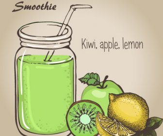 Smoothie Fruits Drink Vector Sketch