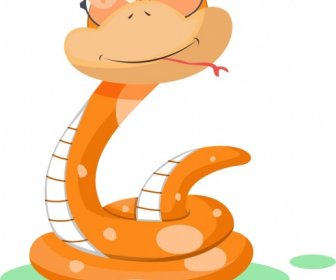 ヘビのアイコンかわいい漫画のキャラクターの様式化されたデザイン