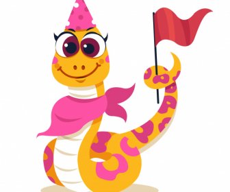 змея значок событийный декор стилизованный мультипликационный персонаж