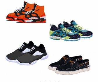 ícones De Sapatos De Tênis Modernos De Decoração Colorida
