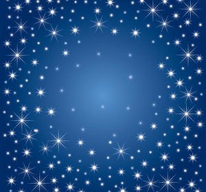 Salju Dan Bintang-bintang Yang Jatuh Pada Latar Belakang Biru Vektor
