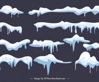 Snow Cap Design Elements Flat Melting Shapes