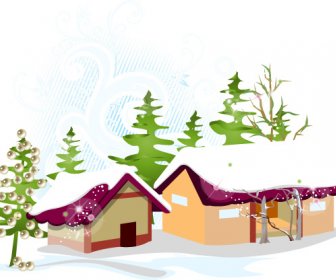 Schnee-Haus-Neujahr