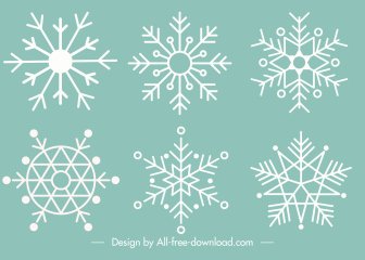 Snowflakes Icons Classic Flat Symmetric Shapes