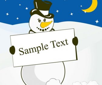 Snowman Holding Sample Text Card Vector