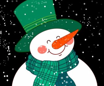 милый мультфильм дизайн снеговика значок