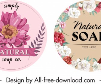 Seife-Label-Vorlagen Elegante Farbige Blütenblätter Dekor