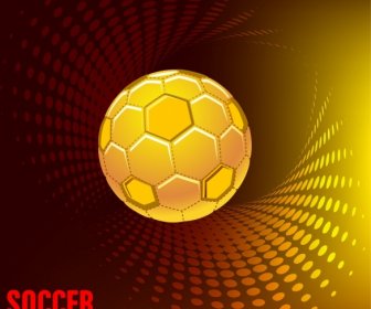 Sepak Bola Iklan Spanduk Berputar-putar Bola Kuning Ikon 3d