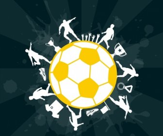 Soccer Ball Decorazione Sagoma Grunge Sfondo Vignette Stile
