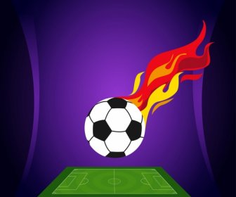 Soccer Background Flaming Ball Green Field Decoration
