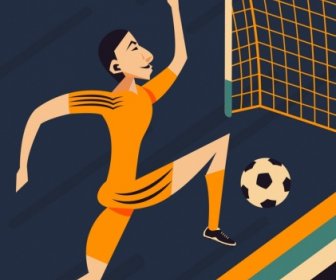 축구 배경 남성 선수 목표 아이콘 클래식 디자인