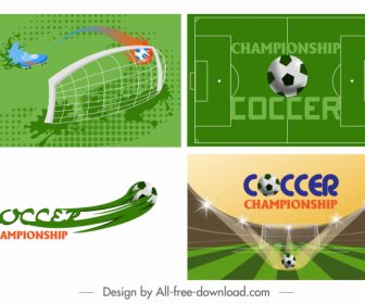 Soccer Background Templates Modern Colored Design Ball Sketch