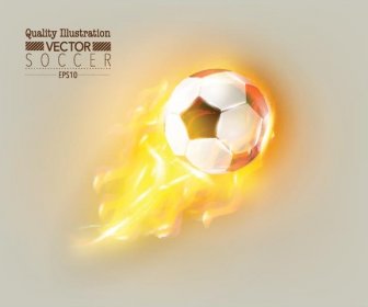 火のベクトル上にサッカー ボール