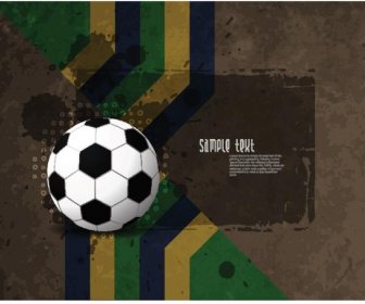 Sepak Bola Vektor Dengan Brasil Bendera Grunge Latar Belakang
