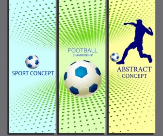 Il Calcio Banner Stabilisce La Progettazione 3d Giocatore Palla Icone