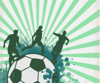 Soccer Banner Silhouette Grunge Style Ball Players Decoration