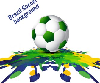 Fußball Schöne Textur Mit Brasilien-Farben-Grunge-Splash-Hintergrund
