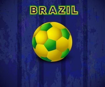 ฟุตบอลสวยงามเนื้อกับบราซิลสีกรันจ์พื้นหลังสาด
