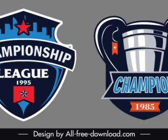 Sepak Bola Juara Logo Template Cup Shield Sketsa