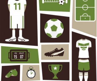 soccer design elements dark green design various symbols