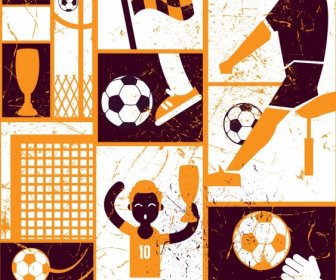 Design Rétro Foncé Football-conception-éléments