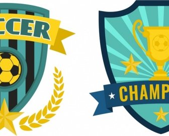 Soccer Logotype Sets Classical Colorful Shield Style