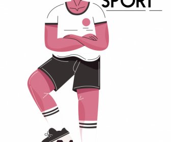 Soccer Player Icon Classic Design Cartoon Character Sketch