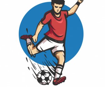 Soccer Player Icon Dynamic Design Cartoon Character Sketch