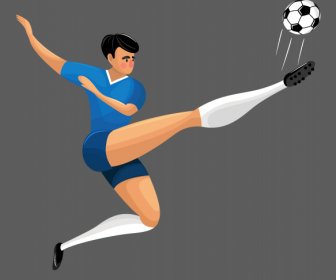 Soccer Player Icon Kicking Gesture Cartoon Sketch